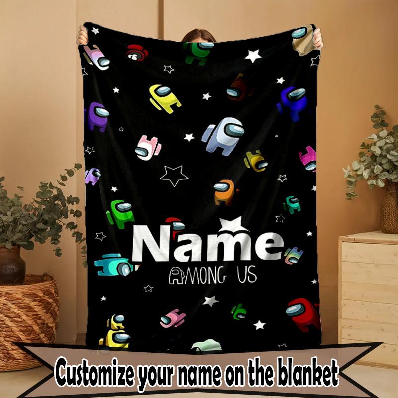 Custom Name Personalized Among Us Print Blanket, Home Decor, Bedroom, Sofa, Camping, Couch, Gifts for Birthday ChristmasEnthusiasts