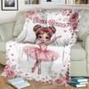 1PC Custom Name Ballerina Dreams Pink blanket versatile,all-season throw suitable for the living room,bedroom,camping,travel,and gift