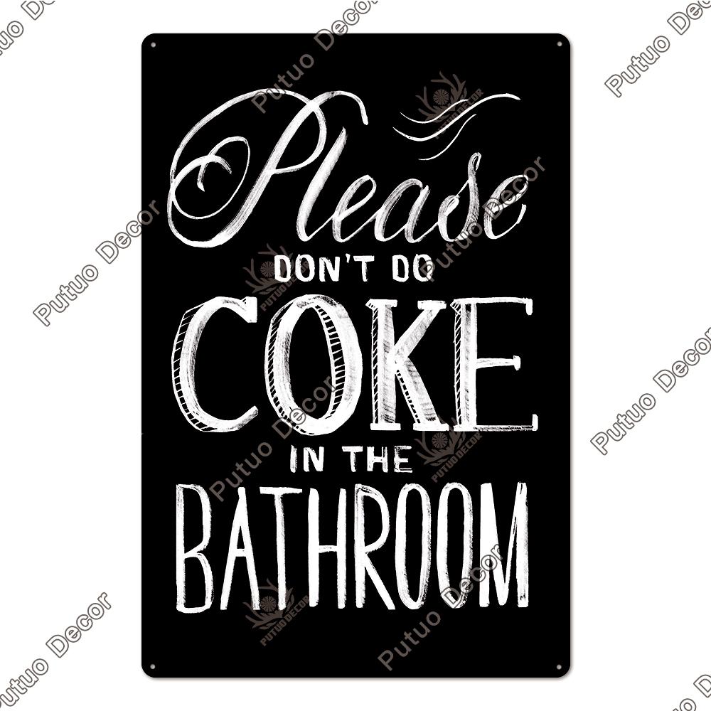 Putuo Decor Винтажная забавная металлическая жестяная табличка Туалетный знак WC Уборная Туалеты Настенное искусство Ванная комната Туалет Туалетная комната Украшение стены