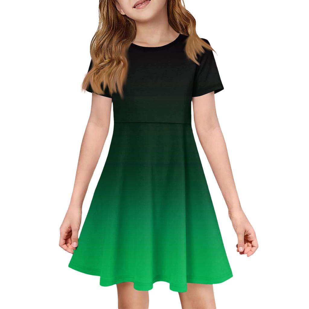 Девочка Летнее Платье Цвет & Принт Короткий Рукав Платье С Карманом Повседневное Платье Короткий Рукав Вечернее Платье Пасхальный День