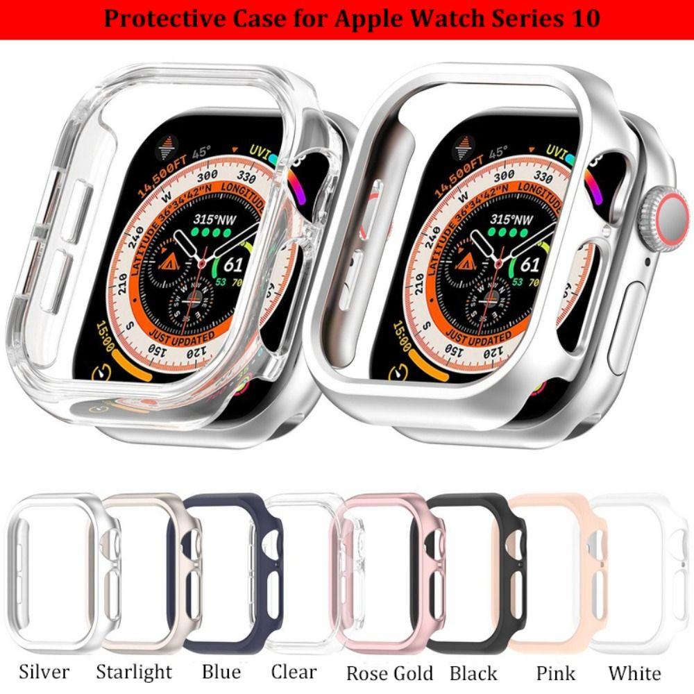 Жесткий PC бампер-чехол для Apple Watch Series 10 42/46 мм Защитная крышка для iWatch Антицарапина Ударопрочный Полый Полупрозрачный Каркас