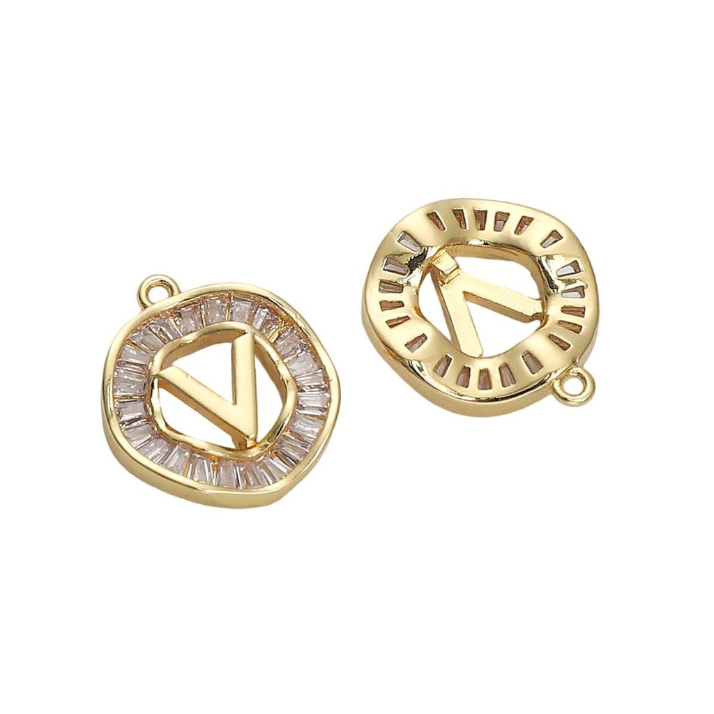 Copper Zirconium Inlaid 26 Letter Pendant For DIY Jewelry Making Craft Accessories