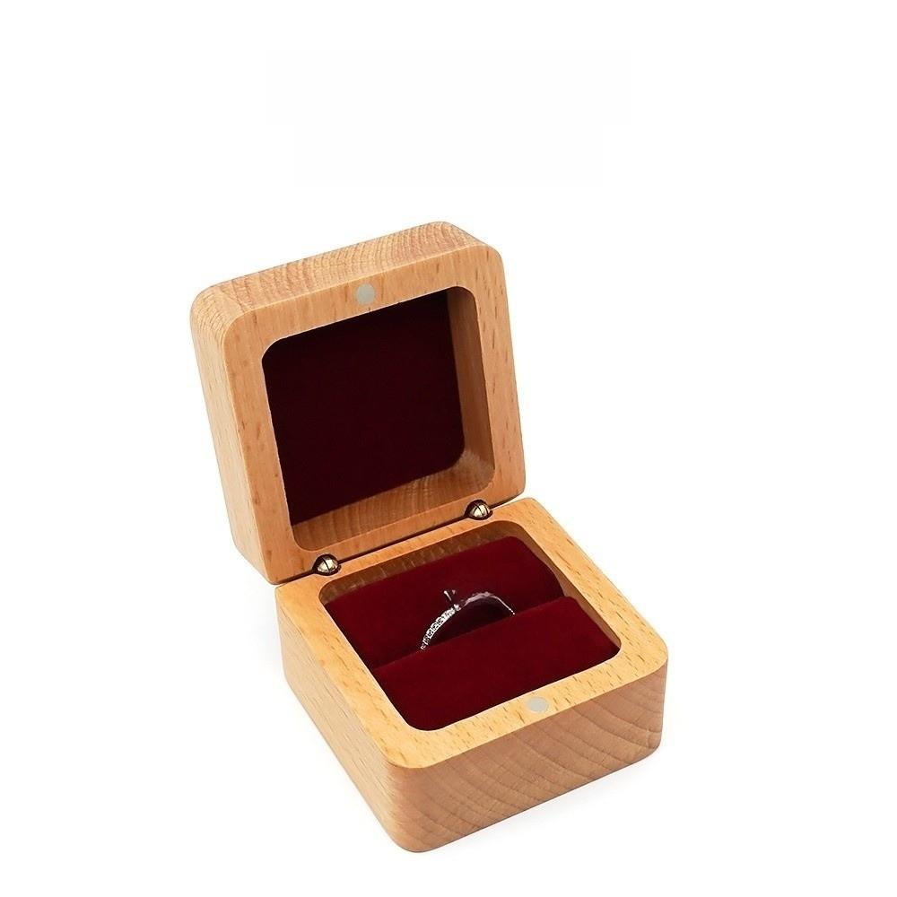 Simple Velvet Wood Rings Box Jewlery Storage Ring Earring Holder Retro Jewlery Organizer Ring