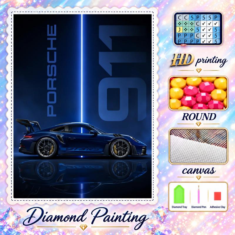 porsche Diamond Painting Kit 5D Full Drill DIY Diamond Mosaic Wall Art Home Decor