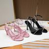 Summer Rhinestones Ankle Strap Women Sandals Sexy Narrow Band Pink Thin High Heels Gladiator Sandals Daily Female Shoes