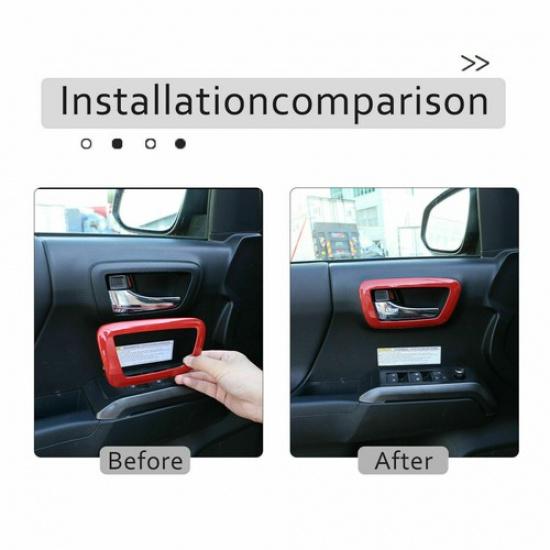 Inner Door Handle Bowl Frame Trim Red ABS 2pcs For Toyota Tacoma 2016-