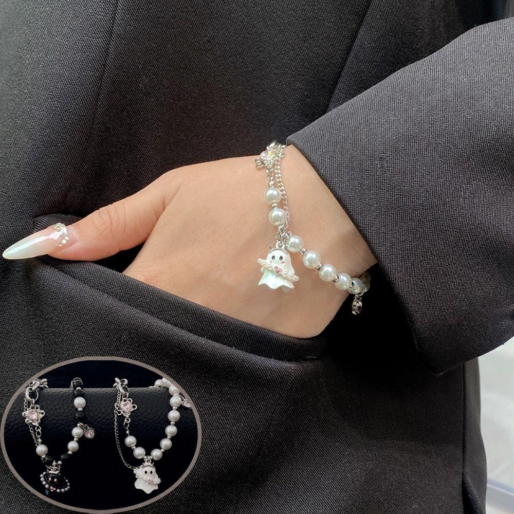 2 шт. Забавные браслеты для пары на Хэллоуин, жемчужные браслеты с подвеской-привидением, ювелирные подарки