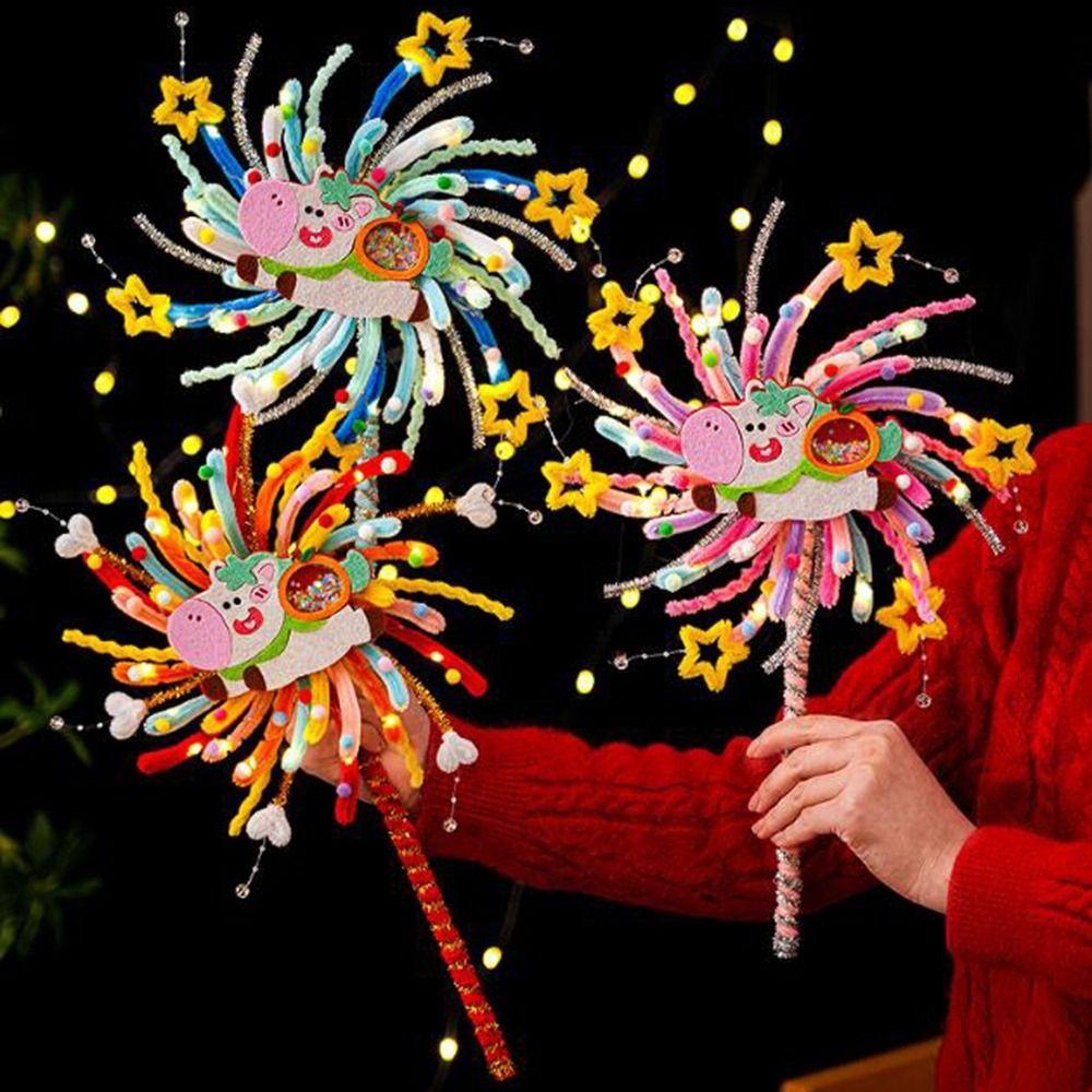 Twister Stick Glowing Rotating Lantern DIY Material Kit Handmade Handheld Glowing Light Unfinished Cute Colorful Lantern Kids