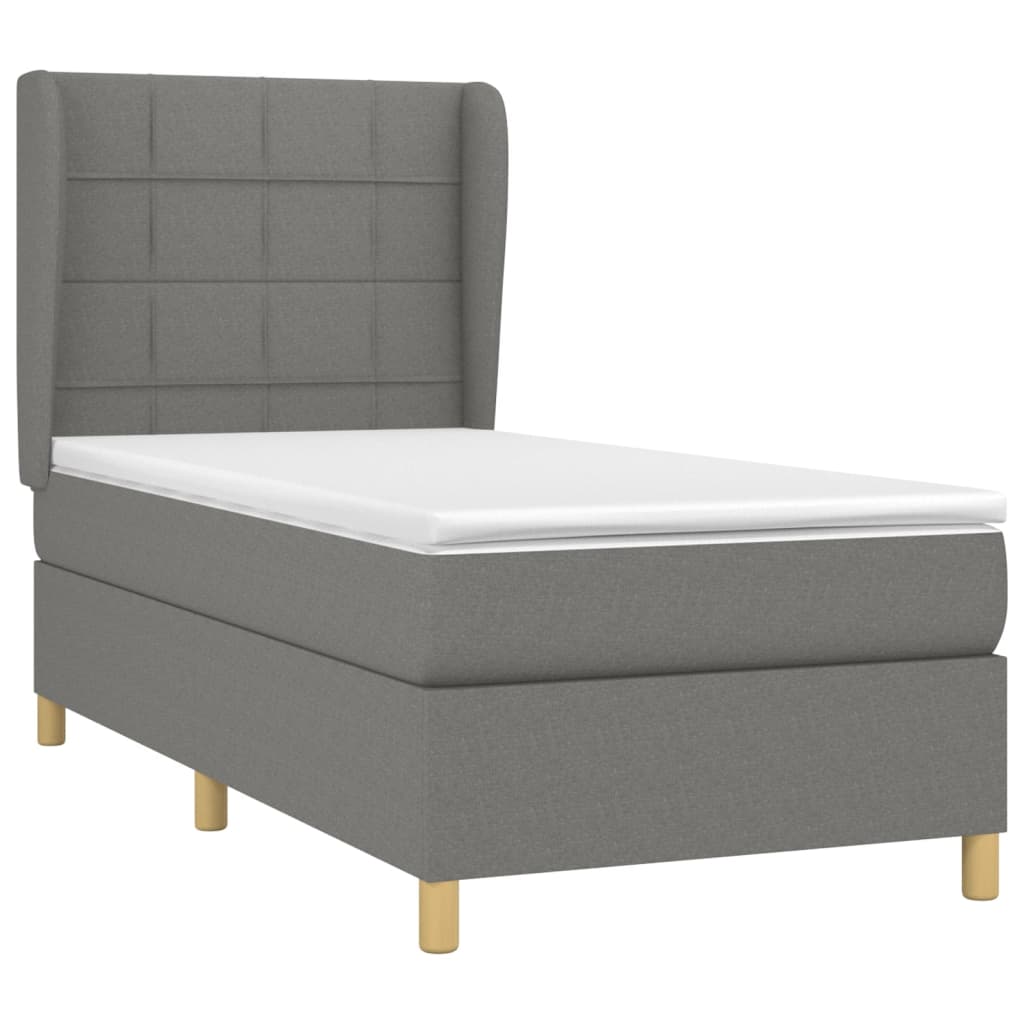 Box Spring Bed with Mattress Dark Gray 80 x 200 cm Fabric