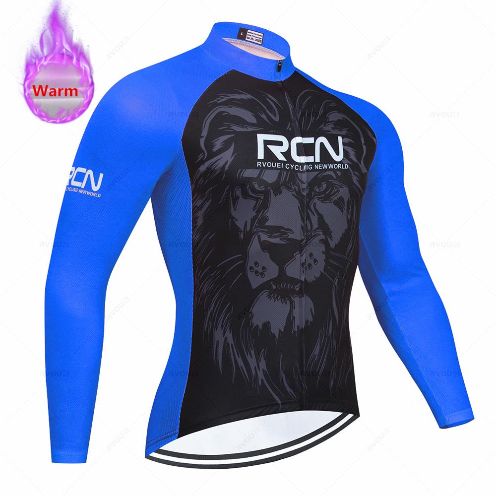New Rcn Men Winter Cycling Clothing Long Sleeve Thermal Fleece Bicycle Jersey Set MTB Warm Bike Jersey Set Ropa Ciclismo Hombre