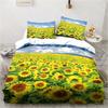 Набор постельного белья с 3D-принтом подсолнухов, трехпредметный комплект с цветочным узором, украшение для гостиной, спальни, дома, наволочка, пододеяльник, подарок