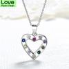 Fashion Sterling Silver S925 Love Shaped Female Pendant Necklace Crystal Sterling Silver Color Diamond Necklace