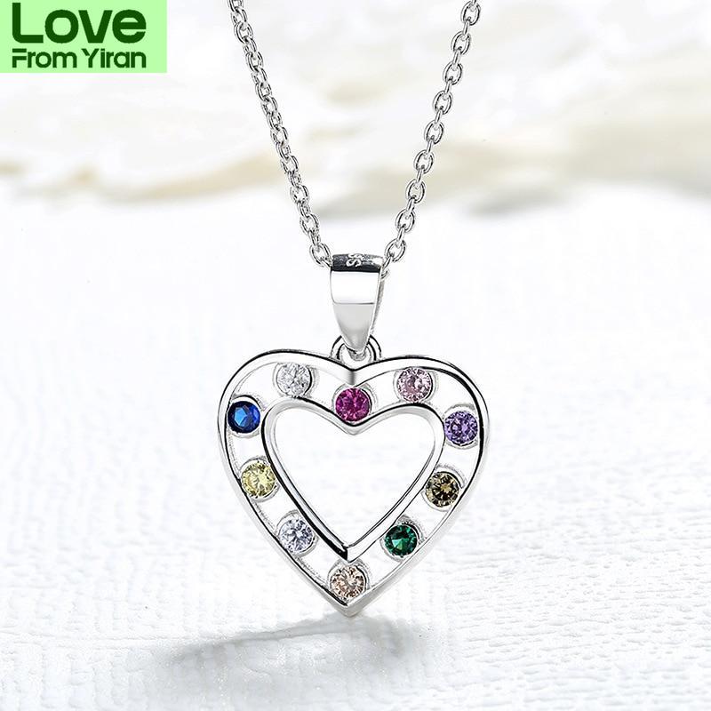 Chic Fashionable Sterling Color Love Shaped Female Pendant Pendant Necklace Crystalline Sterling Tone Color Diamond NecklaceFashion