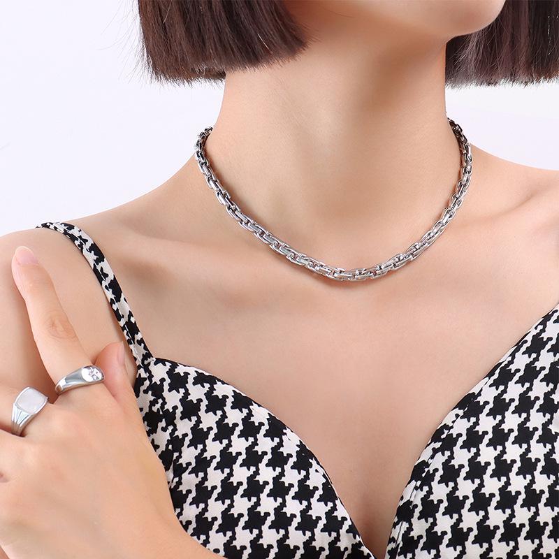 Женское ожерелье из титановой стали с 18-каратным золотым покрытием - нержавеющая сталь, безопасная для купания, P064