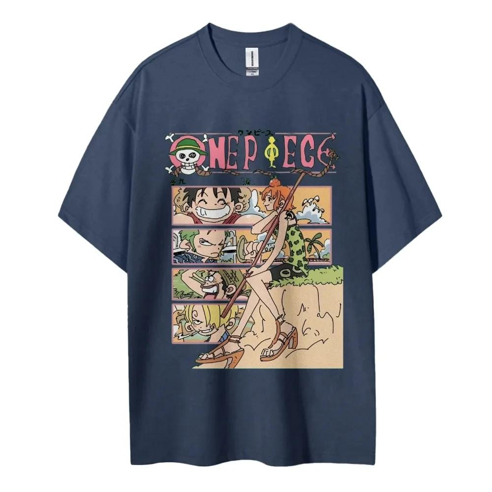 ONE PIECE Японское Горячее Аниме Классические Персонажи Спортивные Повседневные Короткий Рукав Удобные Половинный Рукав Популярный Топ для Пары