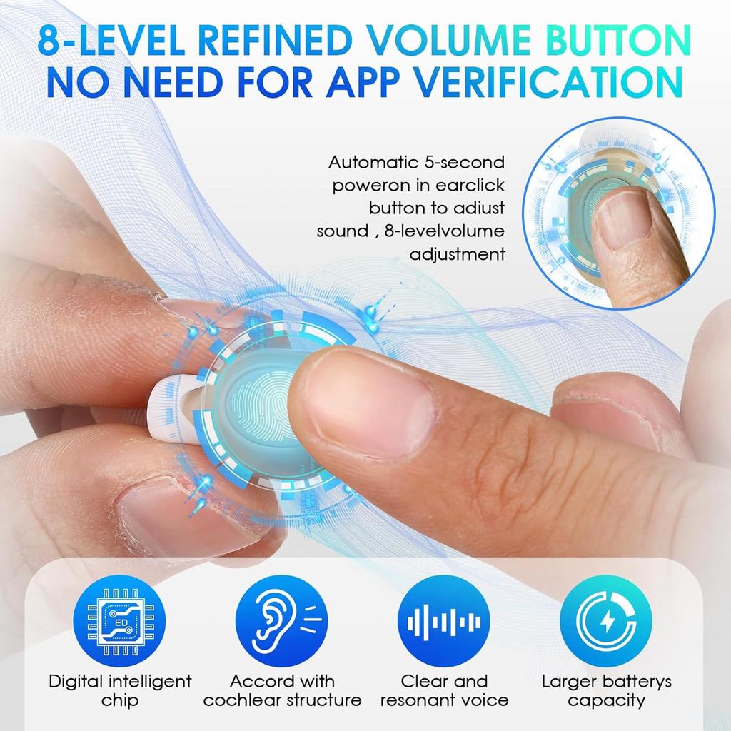 Слуховые аппараты для пожилых людей, перезаряжаемый слуховой аппарат с шумоподавлением, 16-канальный безрецептурный усилитель слуха с портативным дисплеем, зарядным чехлом