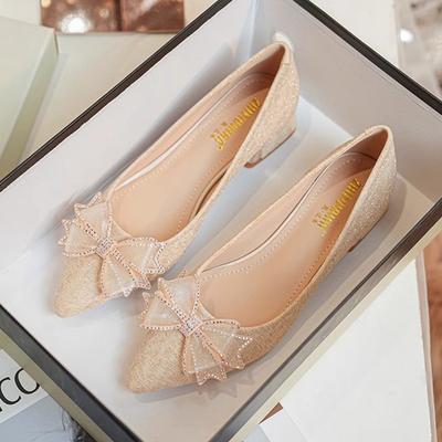 Весна 2024 года, новые туфли на среднем каблуке с острым носком, женские туфли с острым носком, модные французские туфли большого размера для женщин, туфли для подружек невесты