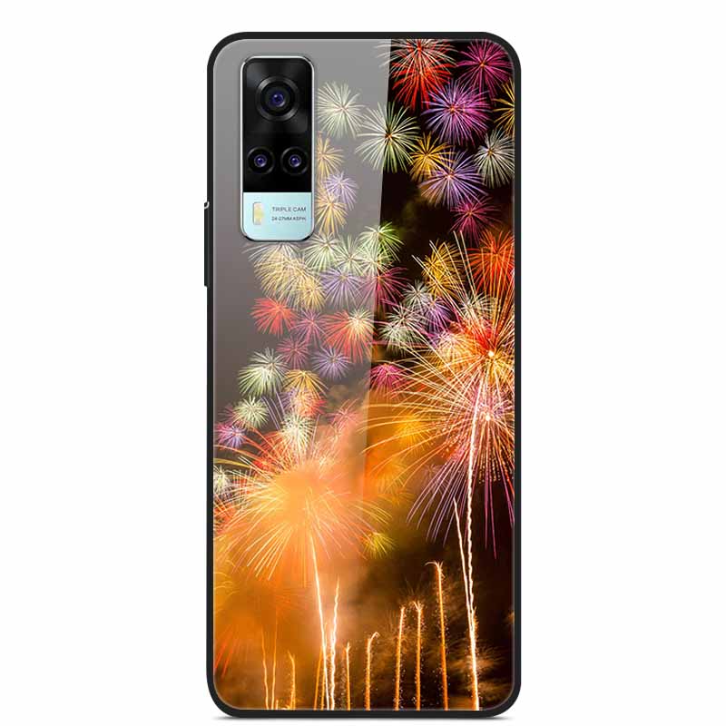 For vivo Y53S 4G Case Y31 2021 Tempered Glass Hard Back Case for vivo Y31 2021 Phone Cover Cat Bumper Fundas Capa For vivoY53 5G