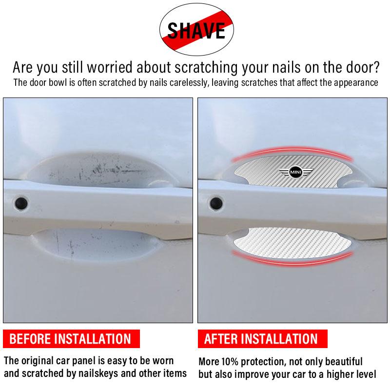 4 шт. Защитная наклейка на ручку двери автомобиля Эмблема Автостайлинг Для Mini Cooper One S Clubman R50 R53 R56 R60 F55 F56 R57 R58 R59