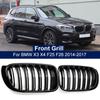 2PCS Car Front Bumper Grill Grille Trim Strip Cover Kidney Sport Double Line Slat For BMW X3 X4 F25 F26 2014 2015 2016