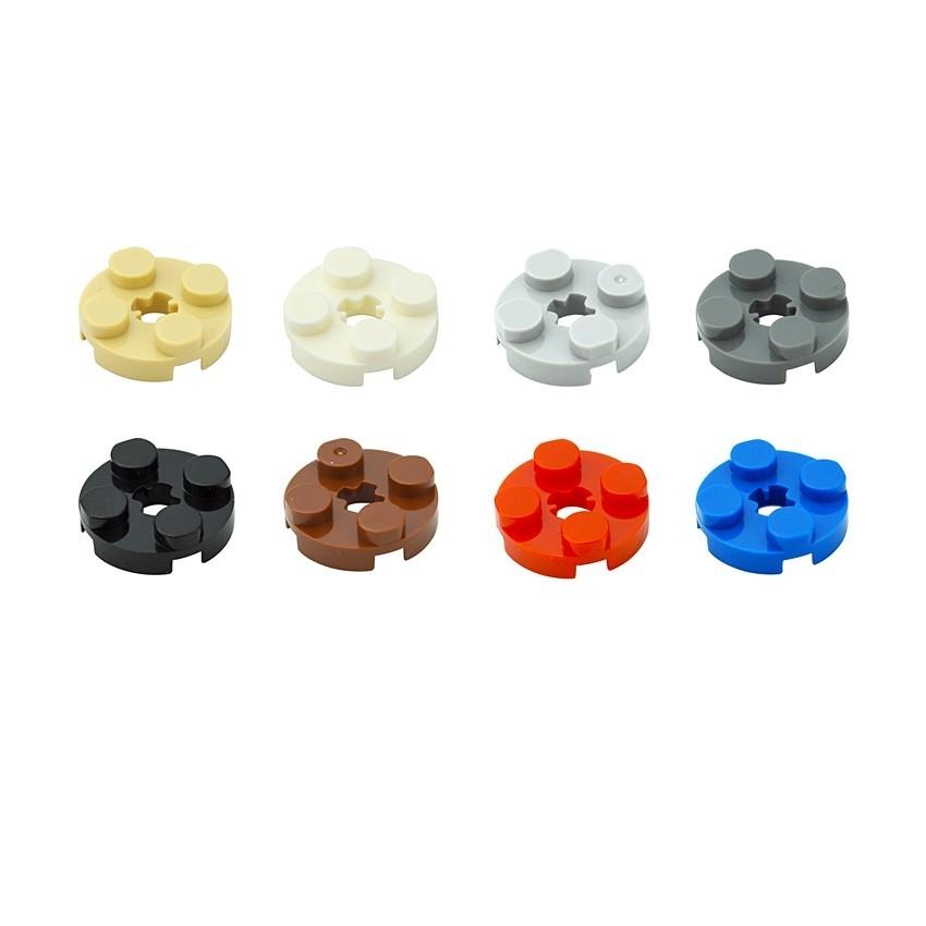 20PCS Building Blocks MOC Parts DIY 2x2 Round Plate with Cross Shaft Hole Educational Technical Bricks Compatible with 4032 Toy