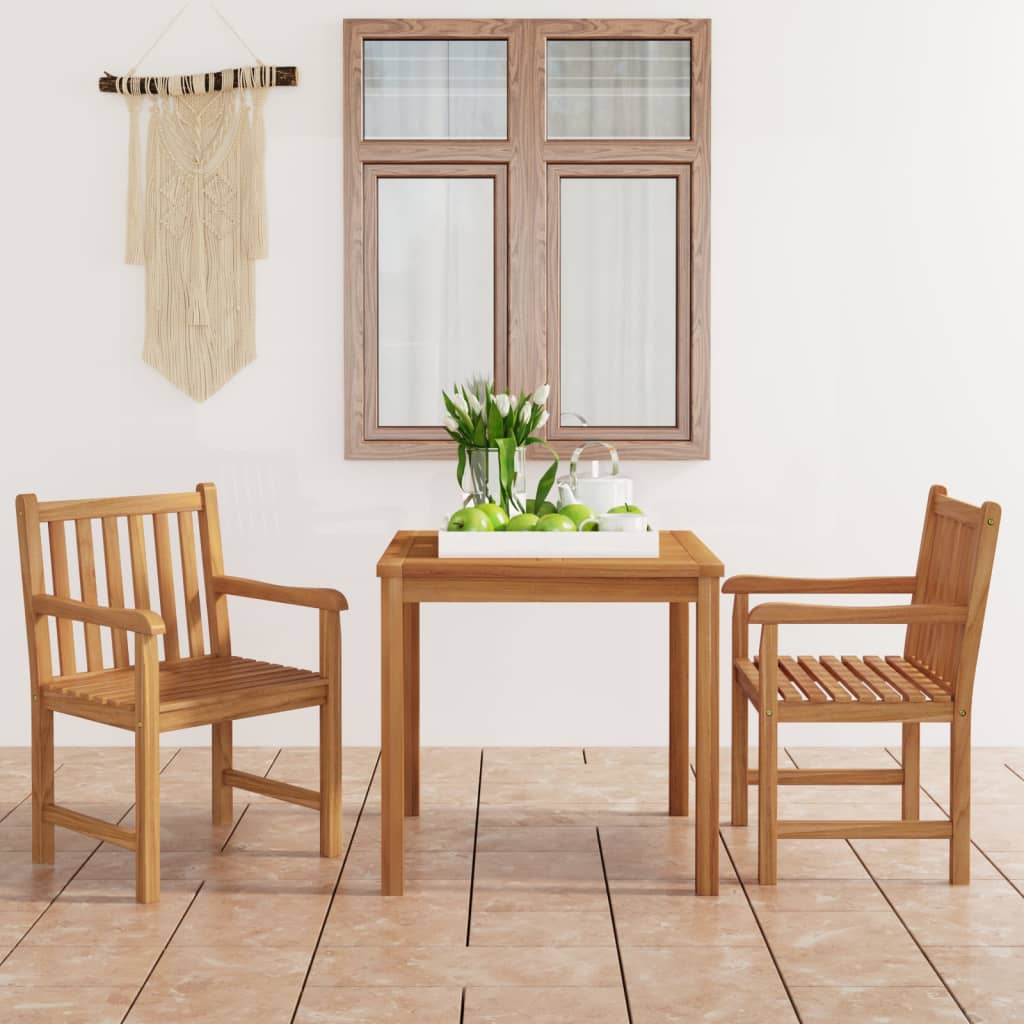 3 Piece Garden Dining Set 80 x 80 cm Solid Teak Wood