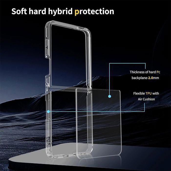 Protective Case - BOOLING - for Samsung Galaxy Z Flip 7 - Shockproof - Rigid - Transparent