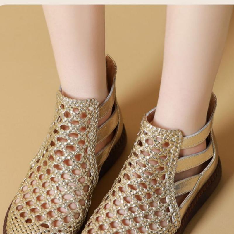 Женские ботинки, сандалии на платформе, большой размер 2025, женская обувь, летние сандалии, дышащие, с вырезами, на плоской подошве, женские ботинки, сандалии для женщин