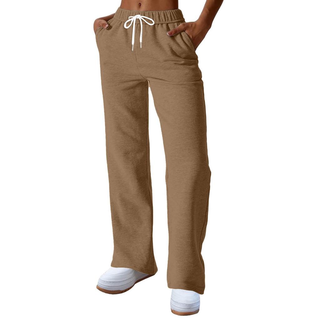 Womens Fashion Loose Solid Sweatpants Drawstring Casual Trousers With Pockets