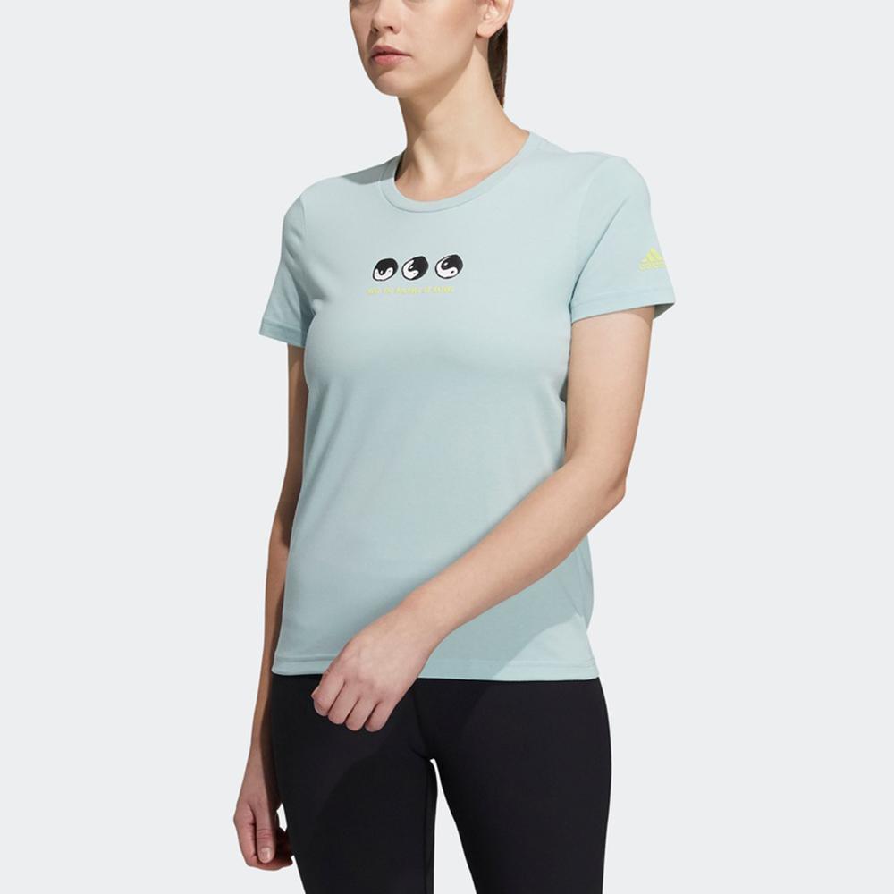 Adidas Спортивная футболка Primeblue с графическим принтом, женские топы, светло-зеленая, GN7366