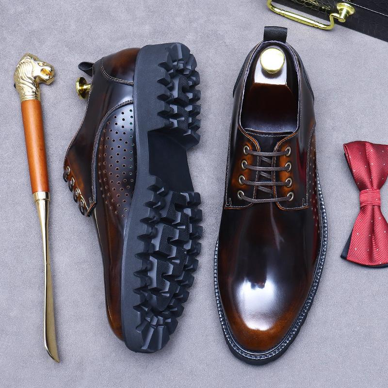 Brand Mens Formal Elegant Italian Footwear Pointed Toe Summer Men Wedding Dress Shoes Genuine Leather Men Patent Leather Shoes