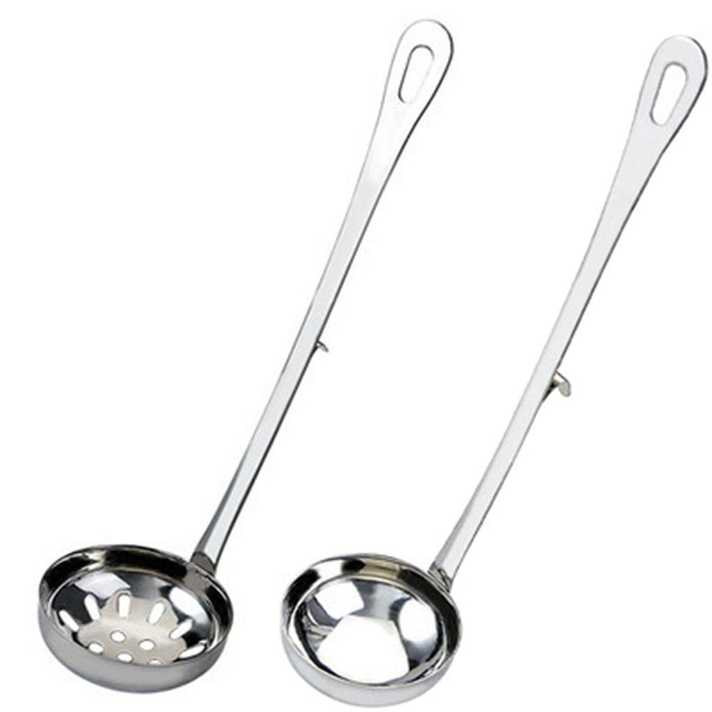 Dinnerware Stainless Steel Long Handle with Hook Soup Ladle Slotted Scoop Serving Spoon Tableware