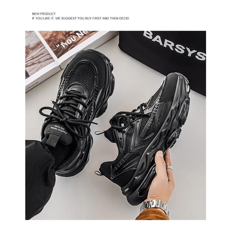 Black Men S Dad Shoes Running Sports Shoes Casual Height Increasing Black Warrior Sneakers