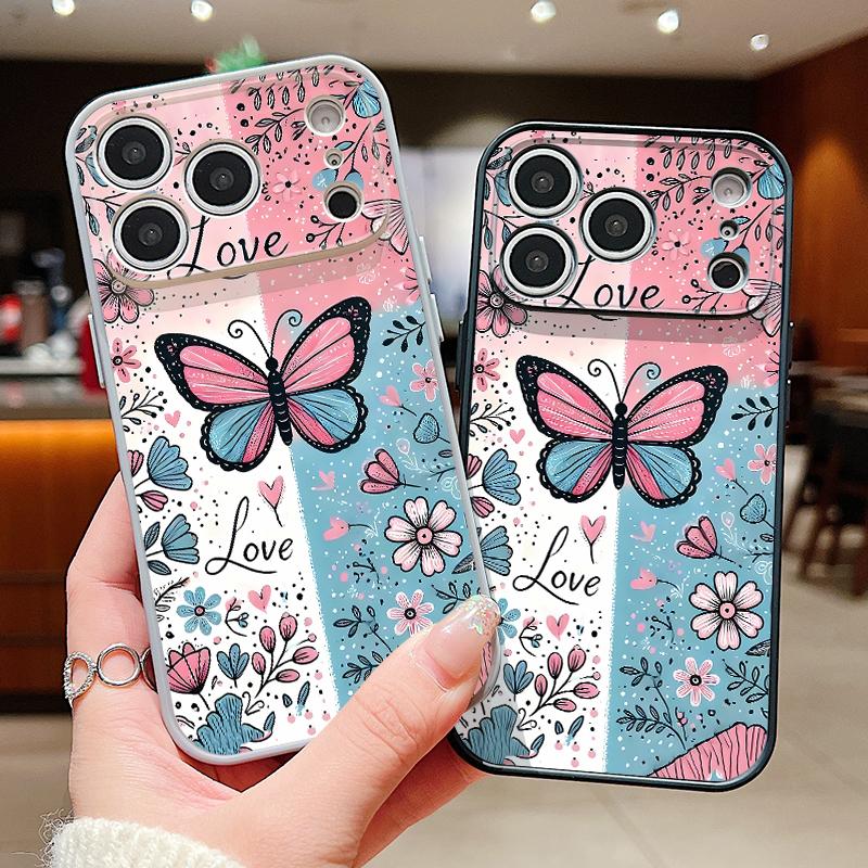 Blue Pink Butterfly Floral Pattern For iPhone 17 Pro Max Funda iPhone 16 15 14 13 Pro Max Skin Feeling Magnetic For Magsafe Shockproof Bumper Cover