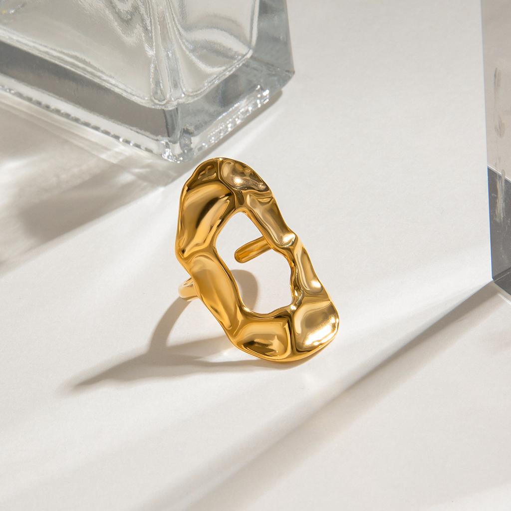 Yori Позолоченное 18K Изогнутое Кольцо Нержавеющая Сталь Современное Искусство Ювелирное Изделие Гипоаллергенное для Женщин Элегантный Подарок 2025