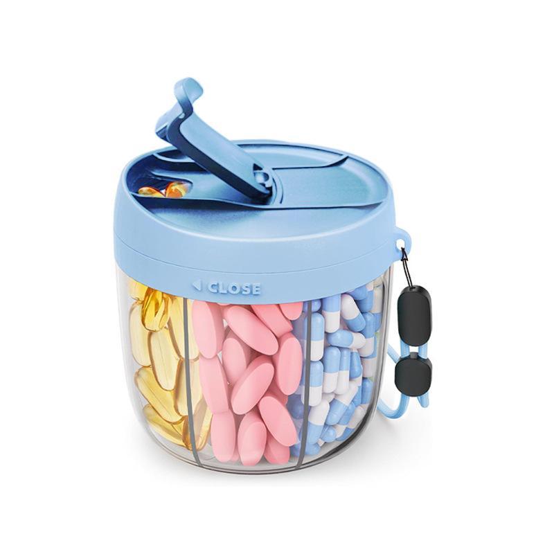 [New] 1Pcs Daily Medicine Organizer Portable 6-Compartment Vitamin Supplement Pill Storage Box For Unisex Home And Travel Use