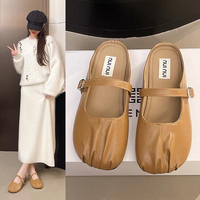 Тапочки Baotou на плоской подошве для женской верхней одежды, лето 2025, новые французские высококачественные плиссированные ленивые однопедальные классные тапочки