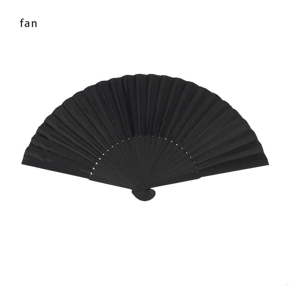 Black Silk Folding Fan Chinese Style Hand Held Bamboo Fans Ribs Home Party Decoration Dance Props Desktop Ornament Gifts