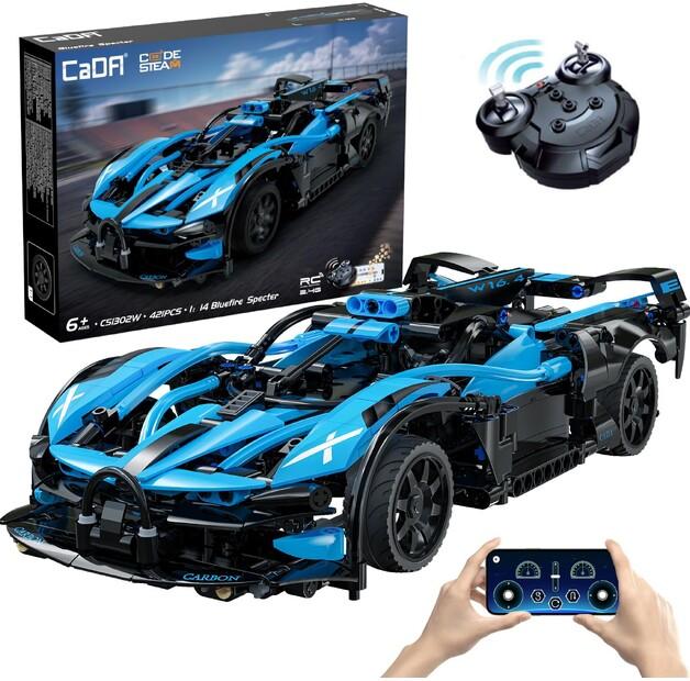 Конструктор блочный Cada спортивный автомобиль-трансформер с ДУ Bluefire Specter, 421 деталь