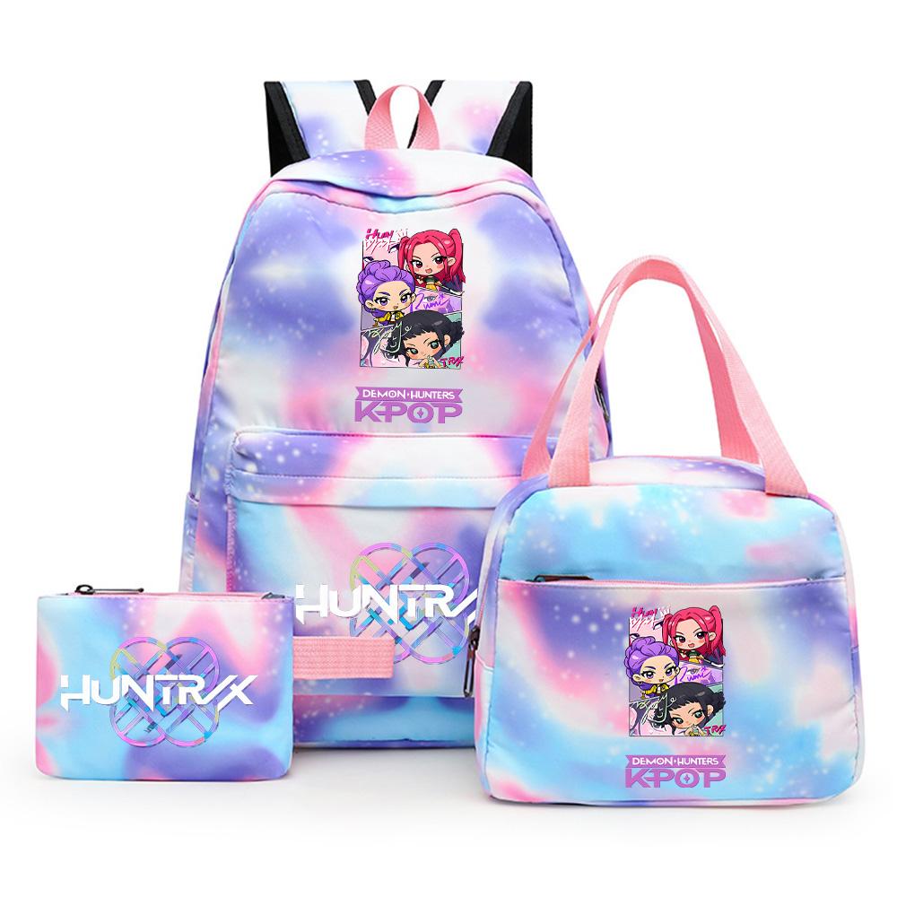 3 шт./комплект Мультяшный Рюкзак с Сумкой для Ланча Пеналом для Подростка Девочки Мальчика Большой Вместимости Водонепроницаемый Школьный Рюкзак Подарок Mochila