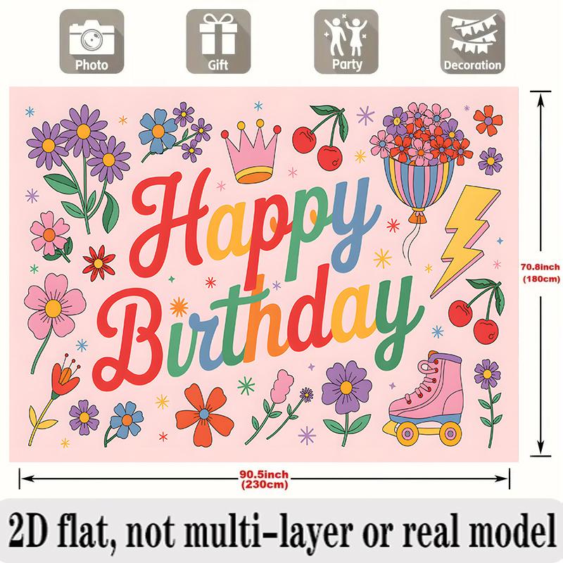 Cute Birthday Banner, Photo Backdrop Wall Decor for Party