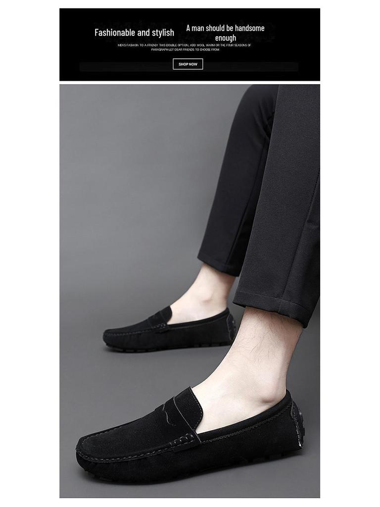 Мужские замшевые туфли для вождения с мягкой подошвой, сшитые вручную