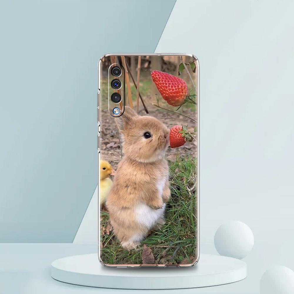 Cute White Baby Rabbits Phone Case For Samsung A16 A14 A12 A22 A32 5G A34 A42 A52 A54 A50 A70 A72 A30 A40 A20E A02S A04S A06