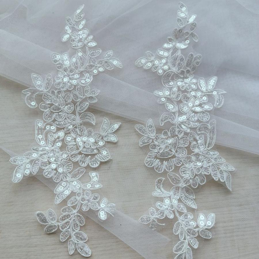 1 пара белых черных аппликаций с цветочными блестками кружевная ткань патч для одежды свадебные аксессуары ткань DIY Reapir Craft