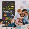 Back To School Banner Welcome Back To School Door Cover Backdrop Polyester Hanging Banner Front Door Porch Sign for First Day