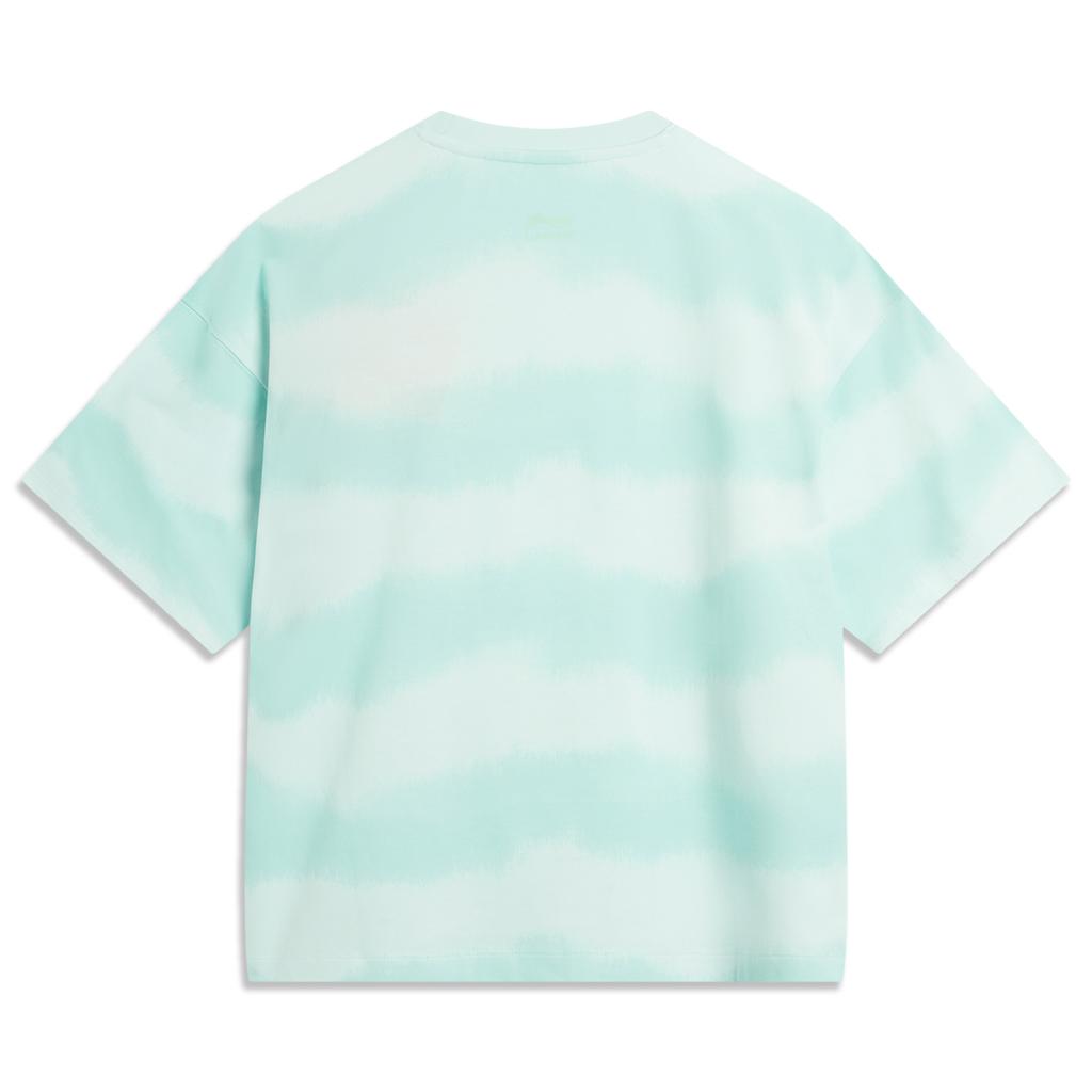 Li-Ning Спортивная серия Lifestyle, повседневная, удобная, свободная, с коротким рукавом, спущенными плечами, женские топы, прохладно-зеленый, фруктово-зеленый AHSU358-1