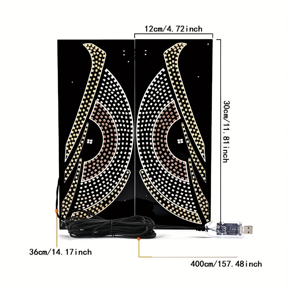 2-Piece Devil's Eye Car LED Light, Truck Devil's Eye Light USB Powered Decorative Light, No Wired Ambient Light, Cool Vehicle Display Light