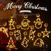 Christmas Window Curtain Lights with Snowflakes Santa Star Easy To Hang Christmas Ornaments with Suction Cups Bright LED String Lights