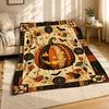 Patchwork Halloween Pumpkin Coral Fleece Blanket
