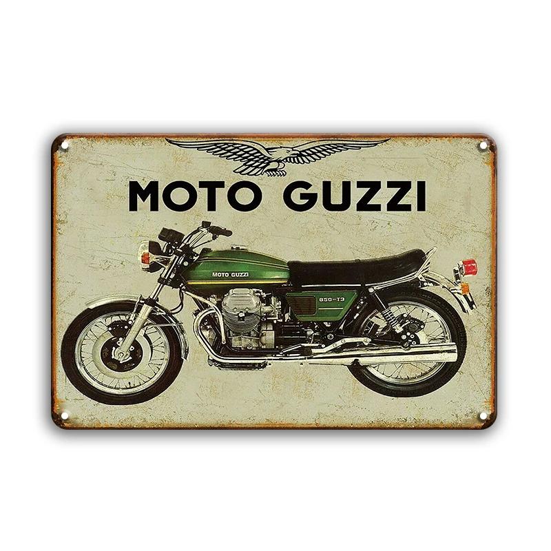 Vintage Motorcycle Guzzi Metal Sign Retro Plate Decorative Plaque Wall Decor Garage Man Cave Motor Tin Painting Wall Decor